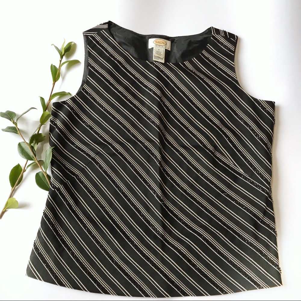 Silk Beaded Top Blouse for Black Tie Cocktail Party Wear Sleeveless by Talbots